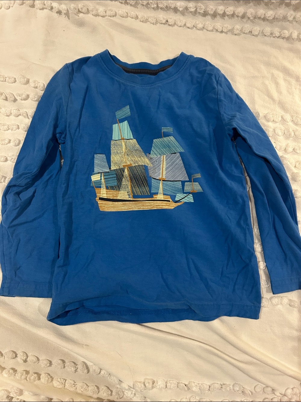 Tea Collection Royal Blue Long-Sleeve Tee with Ship Graphic